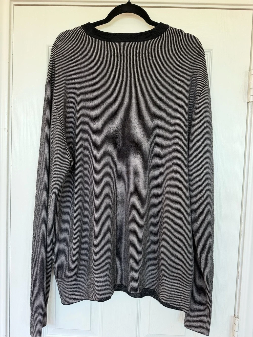 Armani Exchange Men’s XL Lines Logo Knit Sweater Black Pewter Gray